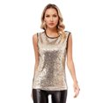 thumbnail image 1 of Zaldita Women's Shiny Sequins Tank Tops Festival Dance Blouse Disco Clubwear Rave Party Vest Tops Black&Gold XXL, 1 of 7