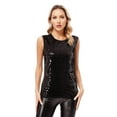 thumbnail image 1 of Zaldita Women's Shiny Sequins Tank Tops Festival Dance Blouse Disco Clubwear Rave Party Vest Tops Black L, 1 of 7