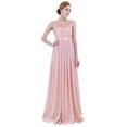thumbnail image 1 of Zaldita Women's Sleeveless Chiffon Bridesmaid Dress Elegant Lace Wedding Formal Long Evening Party Dress Pearl Pink 8, 1 of 7