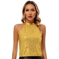 thumbnail image 1 of Zaldita Women’s Sparkly Sequin Crop Tops Sleeveless Slim Fit Shirts Shiny Tank Top Modern Dance Tops Gold One Size, 1 of 7