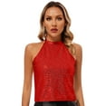 thumbnail image 1 of Zaldita Women’s Sparkly Sequin Crop Tops Sleeveless Slim Fit Shirts Shiny Tank Top Modern Dance Tops Red One Size, 1 of 7