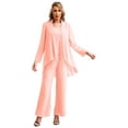 thumbnail image 1 of Zaldita Women's Wedding Guest Pant Suit 3 Piece Mother of Bride Dress Sets Plus Size Evening Gown Pink L, 1 of 7