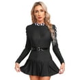 thumbnail image 1 of Zaldita Womens Checkerboard Racer Dress with Belt Long Sleeve Front Zipper Pleated Skirt Racing Driver Dress Black XXL, 1 of 6