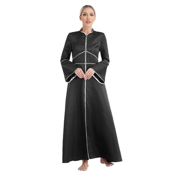 Zaldita Womens Church Clergy Dress Priest Choir Pastor Minister Cassock Robe Liturgical Vestments Black M