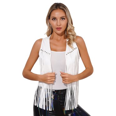 GORGLITTER Women's Western Fringe Vest Country Cowgirl