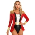 thumbnail image 1 of Zaldita Womens Halloween Party Tassel Tuxedo Leotard Long Sleeve Glitter Jumpsuit Masquerade Dress Up A Red 4XL, 1 of 7