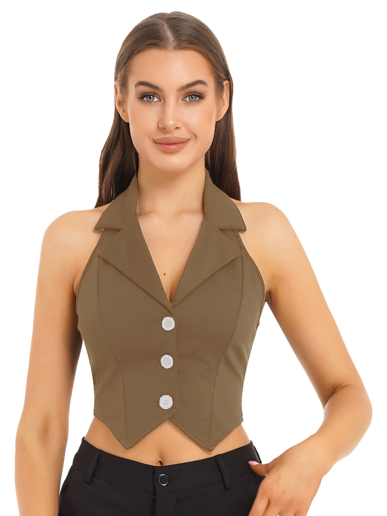 Ladies Dressy Vest Tops Blazer Vest Womens Dressy Vest Tops Formal  Women's Long