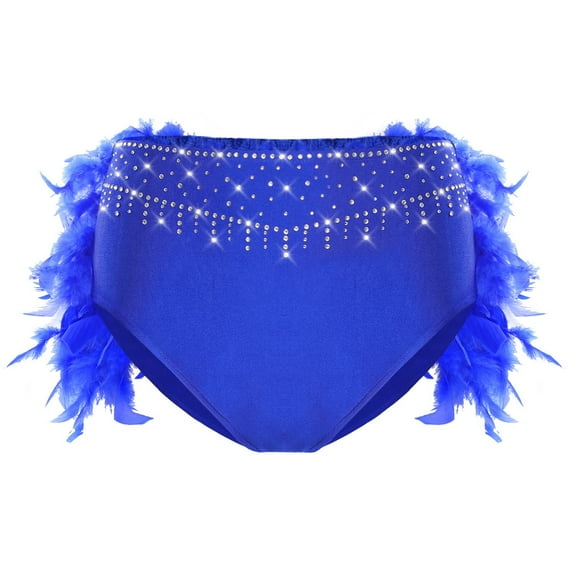 Zaldita Womens High Waisted Bottoms Shorts Back Feather Ballet Dance Briefs Panty Royal Blue L