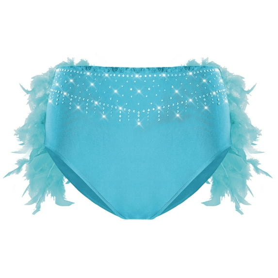 Zaldita Womens High Waisted Bottoms Shorts Back Feather Ballet Dance Briefs Panty Sky Blue XL