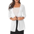 thumbnail image 1 of Zaldita Womens Lightweight Chiffon Open Front Long Kimono Cardigan High Low Curved Bolero Shrug White 4XL, 1 of 7