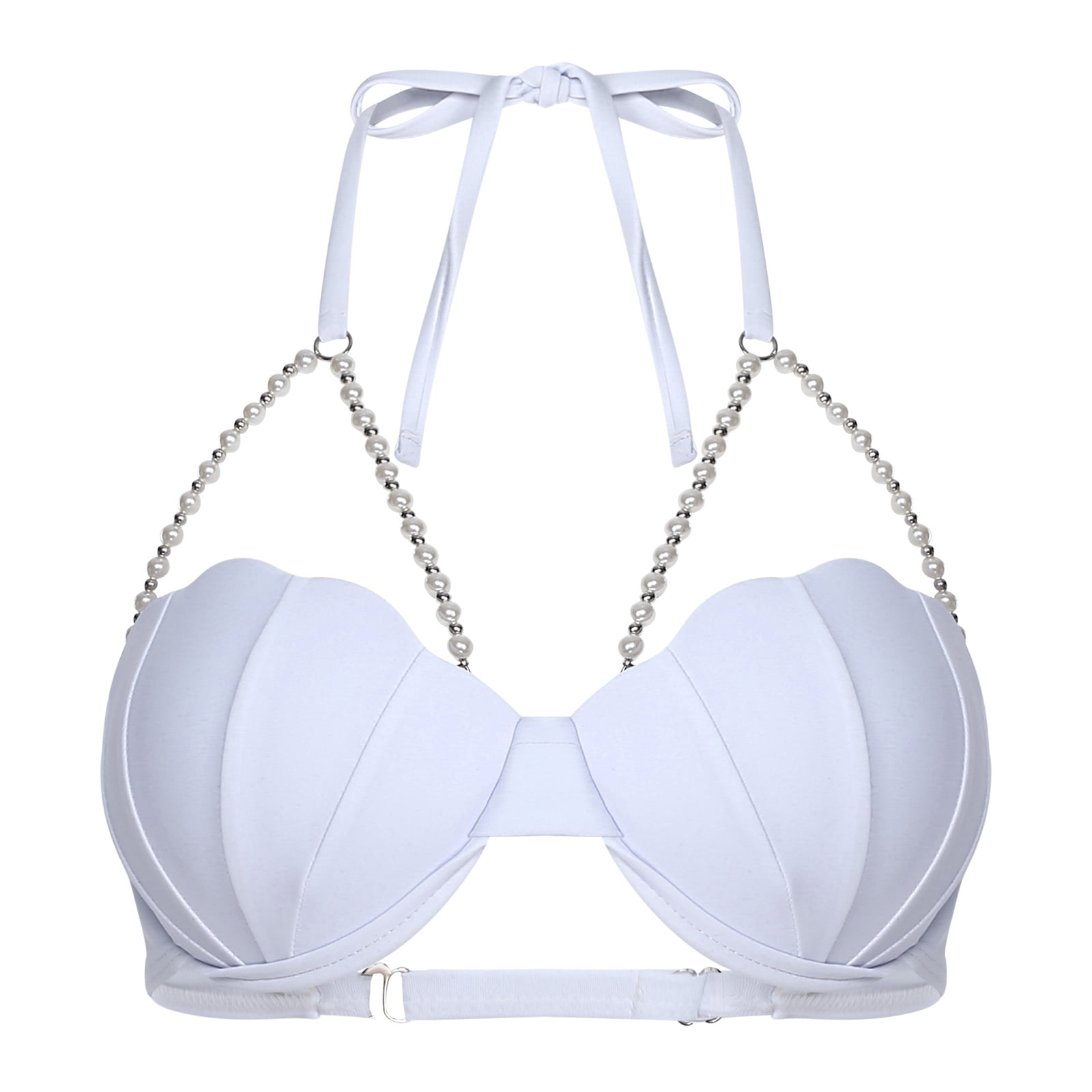Zaldita Womens Mermaid Shell Shaped Halter Neck Pearl Chains Bra Top ...