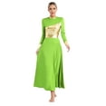 thumbnail image 1 of Zaldita Womens Metallic Gold Praise Dance Dress Lyrical Church Worship Dance Tunic Full Length Light Green M, 1 of 7