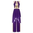 thumbnail image 1 of Zaldita Womens Praise Dance Outfit Metallic Patchwork Tunic Overlay with Pants Purple XL, 1 of 7