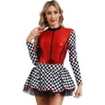 thumbnail image 1 of Zaldita Womens Racer Dress Clubwear A-line Tulle Skirt Driver Checkerboard Party Team Fancy Dress Red XL, 1 of 6