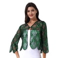 thumbnail image 1 of Zaldita Womens Sequined Hollow Out 1920s Vintage Cardigan Long Sleeves Bolero Shrug Black&Green One Size, 1 of 7