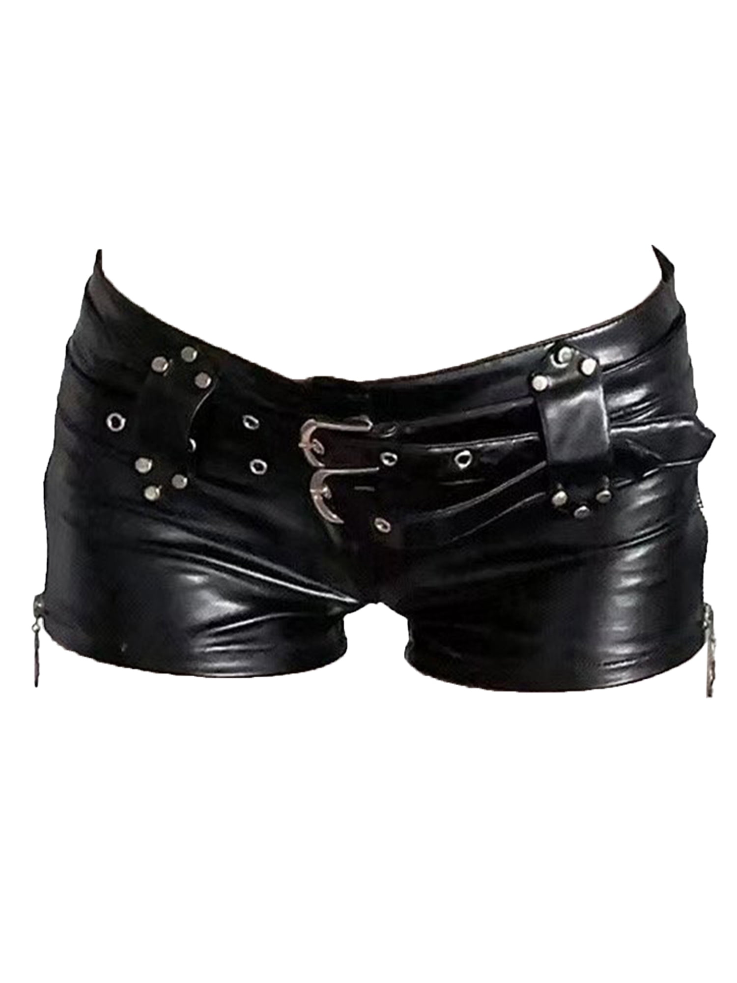 Zaldita Womens Shiny Metallic Wet Look Booty Shorts Adjustable Belts Mini Hot Pants Summer Shorts Black S - Walmart.com
