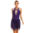 thumbnail image 1 of Zaldita Womens Sleeveless Shiny Rhinestone Figure Ice Skating Dress Ballet Leotard Dancewear Purple L, 1 of 7