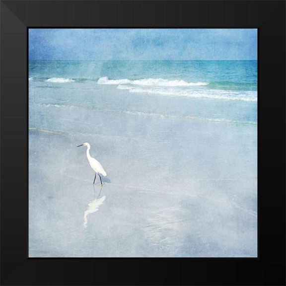 Zalewski, Christine 12x12 Black Modern Framed Museum Art Print Titled - Coastal Beach Watercolor Landscape Egret Sea Bird I