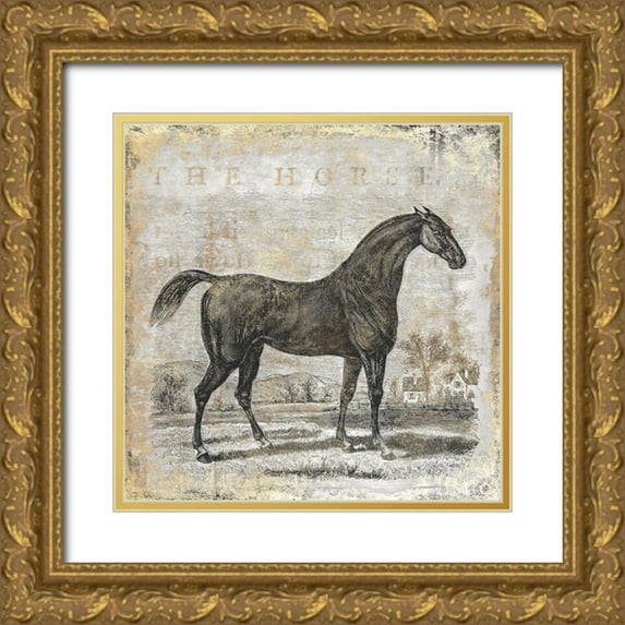 Zalewski, Christine 15x15 Gold Ornate Wood Framed with Double Matting Museum Art Print Titled - Gold Stallion II
