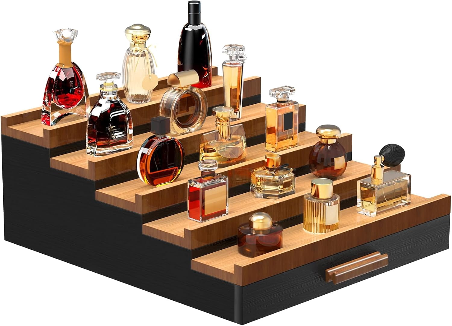 Zalida Wooden Cologne Organizer for Men 5 Tier of Perfume Display ...