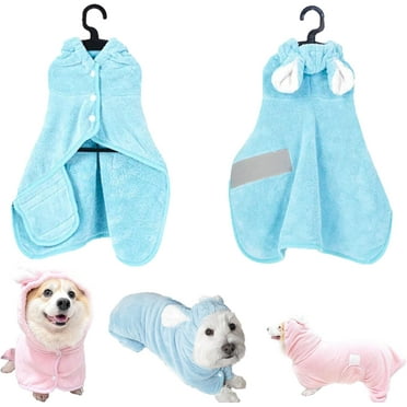 Zallopaws Dog Drying Towel, Zallo Paws Pet Towel, Bunny Ear Microfiber Absorbent Skin-Friendly Dog & Cat Hoodie Bathrobe, Toallas para Perros, Dog Bath Robe for Drying Dogs (Blue, XS)