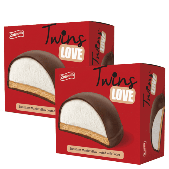 Zalloum - Twins Love Biscuit & Marshmallow Coated with Cocoa, Chocolate Snack, 30g (2 Pack)