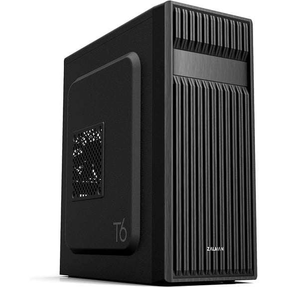 Zalman T6 ATX Mid Tower Computer PC Case, Pre-Installed 120mm Fan, 5.25 ODD, USB 3.0, Patterned Mesh Design, mATX ITX for Gaming Workstation, Black