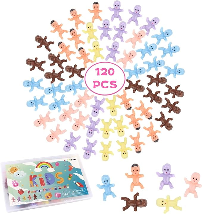 Zalmoxe Mini Plastic Babies 120 Pcs Tiny Baby Figurines Small King Cake