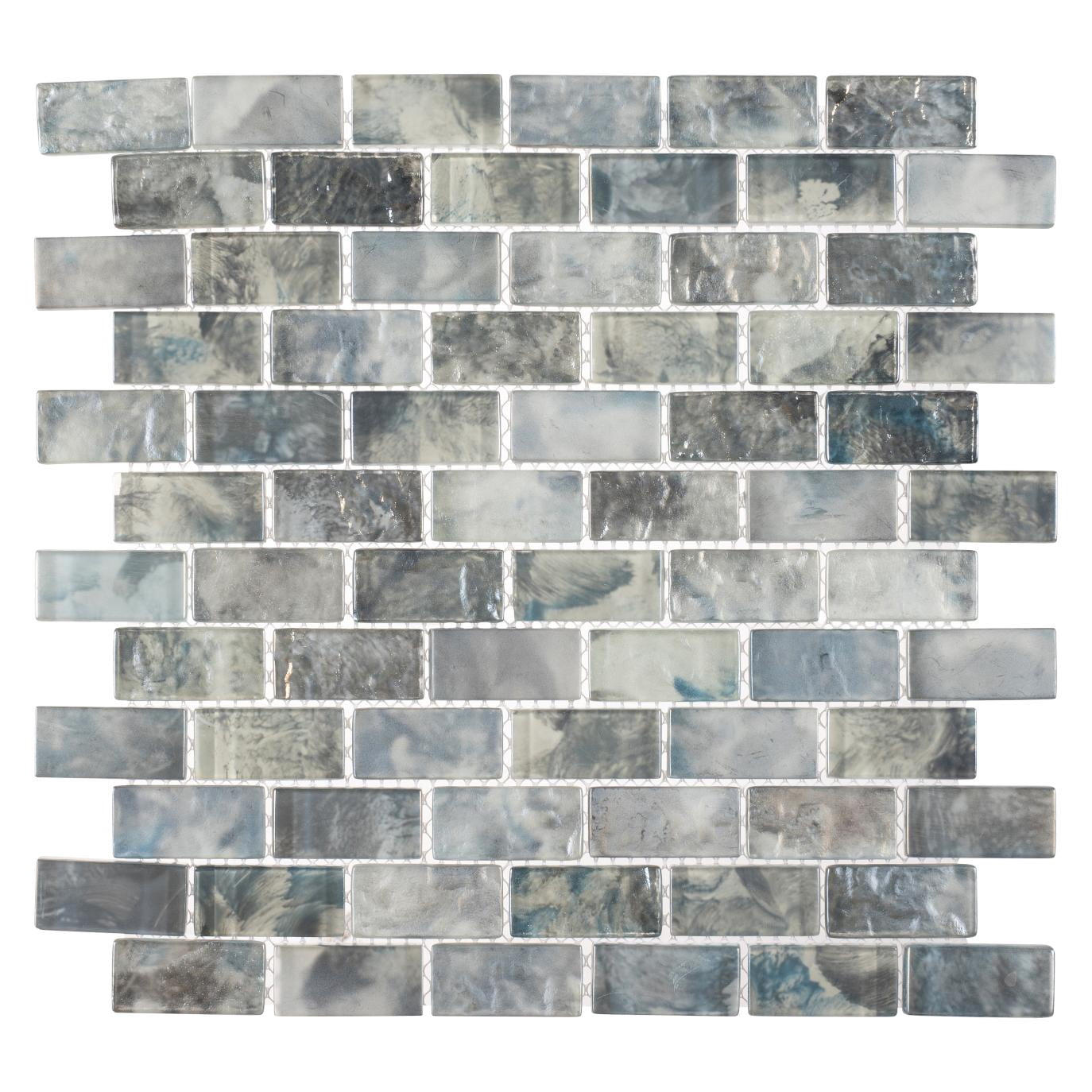 Zalo Knoll Gray 1-in. x 2-in. Brick Joint Vintage Polished Glass Mosaic Wall and Floor Tile