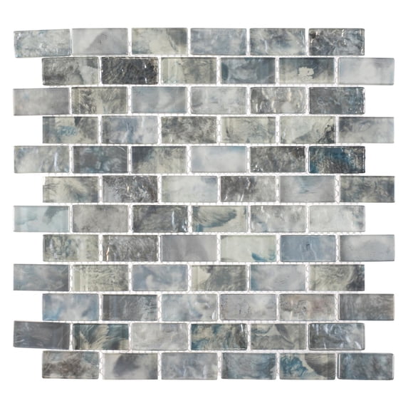 Zalo Knoll Gray 1-in. x 2-in. Brick Joint Vintage Polished Glass Mosaic Wall and Floor Tile