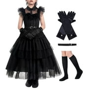 Zalongye Wednesday Costume Girls Addams Dress, Addams Family Costumes Halloween Cosplay Party Dress