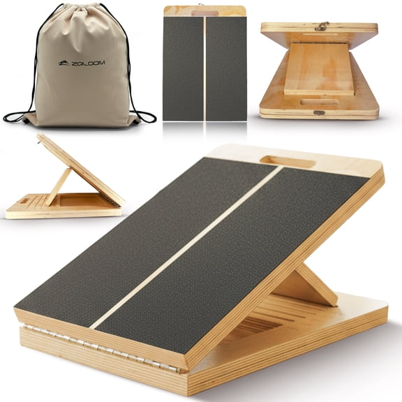 Zaloom Wooden Slant Board for Calf Stretching - 6 Adjustable Angles, 400 Lbs Capacity Calf Stretcher Slant Board for Squats, Knees, Ankle, Leg, Heel & feet, Squat Wedge & Physical Therapy Equipment