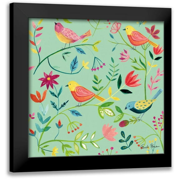 Zaman, Farida 12x12 Black Modern Framed Museum Art Print Titled - Budding Beauty Pattern IC