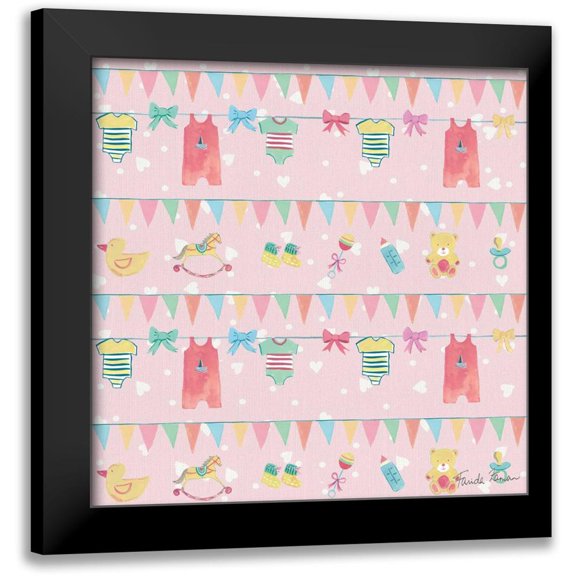Zaman, Farida 12x12 Black Modern Framed Museum Art Print Titled - Happy Baby Pattern VIIB