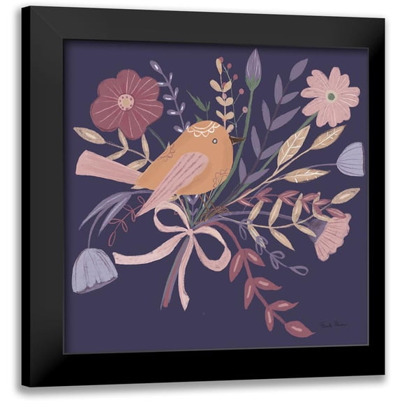 Zaman, Farida 12x12 Black Modern Framed Museum Art Print Titled - Royal Birds II Purple