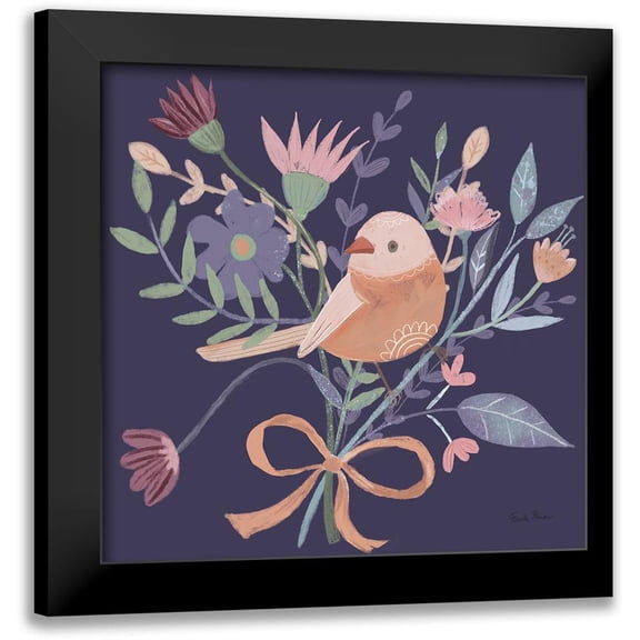 Zaman, Farida 12x12 Black Modern Framed Museum Art Print Titled - Royal Birds III Purple