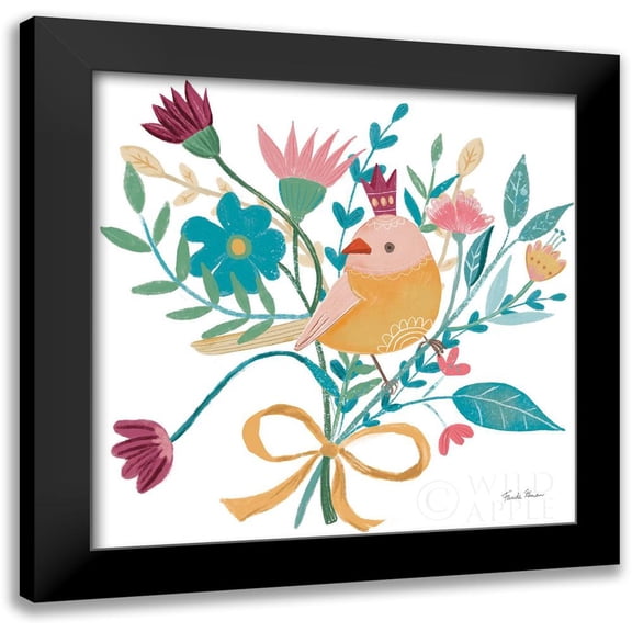 Zaman, Farida 12x12 Black Modern Framed Museum Art Print Titled - Royal Birds III White