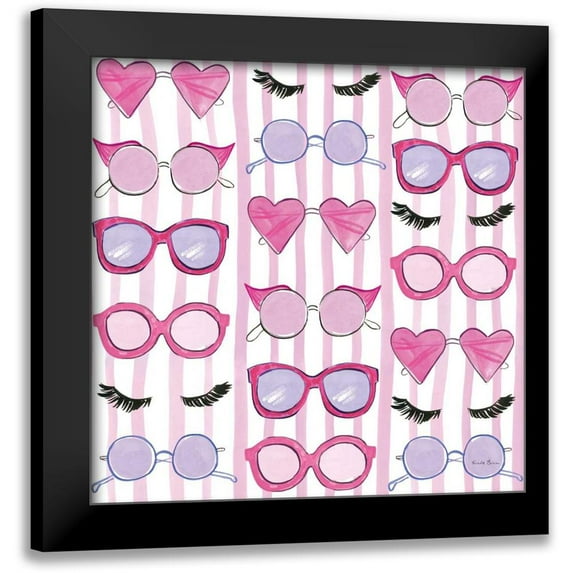 Zaman, Farida 12x12 Black Modern Framed Museum Art Print Titled - Think Pink Pattern V