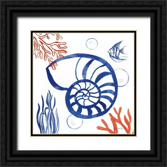 Zaman, Farida 12x12 Black Ornate Wood Framed with Double Matting Museum Art Print Titled - Coastal Jewels I