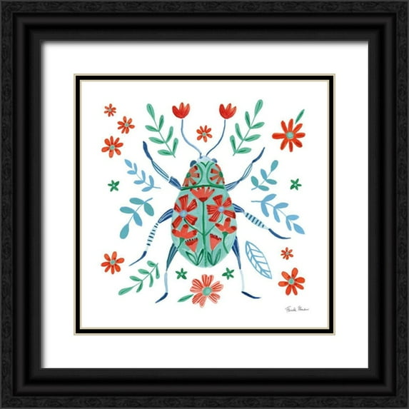 Zaman, Farida 12x12 Black Ornate Wood Framed with Double Matting Museum Art Print Titled - Folk Beetle II