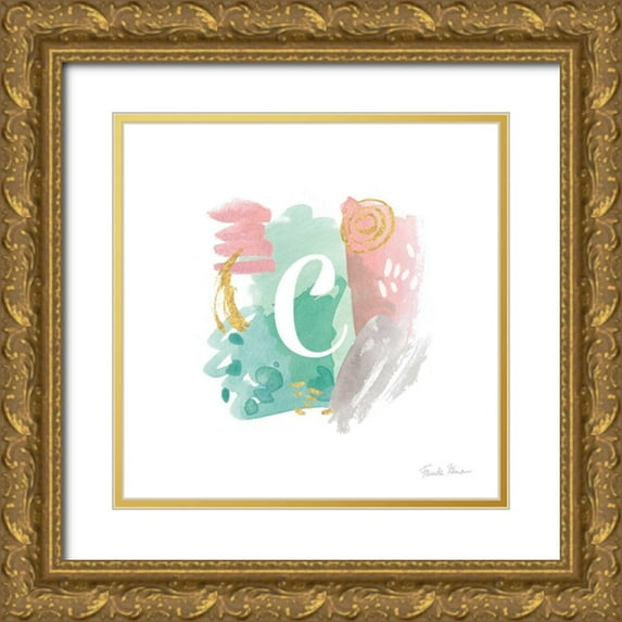 Zaman, Farida 12x12 Gold Ornate Wood Framed with Double Matting Museum Art Print Titled - Abstract Monogram C
