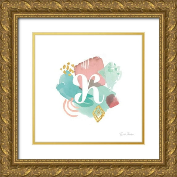 Zaman, Farida 12x12 Gold Ornate Wood Framed with Double Matting Museum Art Print Titled - Abstract Monogram K