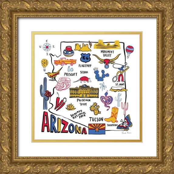 Zaman, Farida 12x12 Gold Ornate Wood Framed with Double Matting Museum Art Print Titled - Arizona