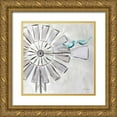 thumbnail image 1 of Zaman, Farida 12x12 Gold Ornate Wood Framed with Double Matting Museum Art Print Titled - Farmhouse Windmill with Birds, 1 of 4