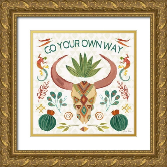 Zaman, Farida 12x12 Gold Ornate Wood Framed with Double Matting Museum Art Print Titled - Southwest Vibes V