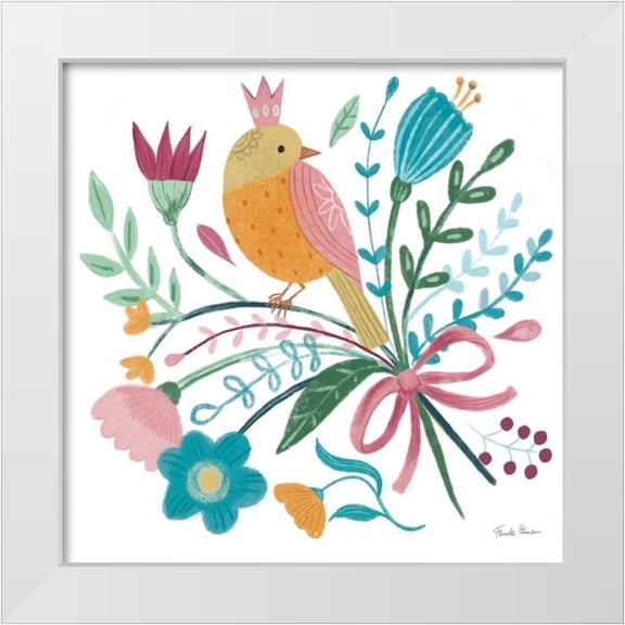 Zaman, Farida 12x12 White Modern Wood Framed Museum Art Print Titled - Royal Birds IV White