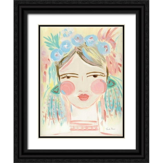 Zaman, Farida 12x14 Black Ornate Wood Framed with Double Matting Museum Art Print Titled - Fresh Face I Neutral