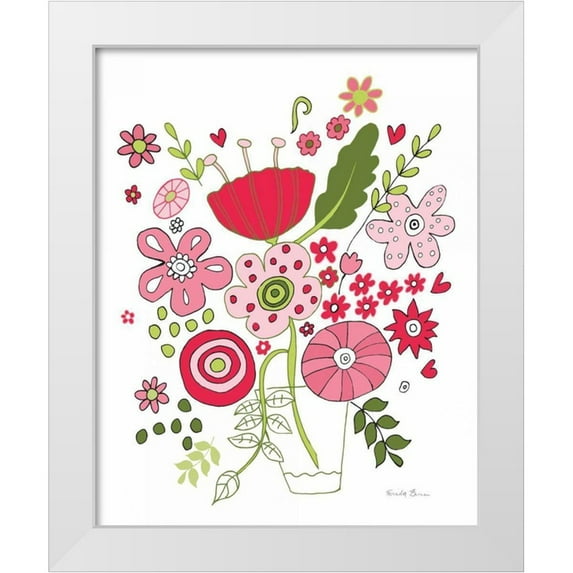 Zaman, Farida 12x14 White Modern Wood Framed Museum Art Print Titled - Valentines Flowers IV