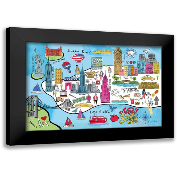 Zaman, Farida 14x11 Black Modern Framed Museum Art Print Titled - New York Map