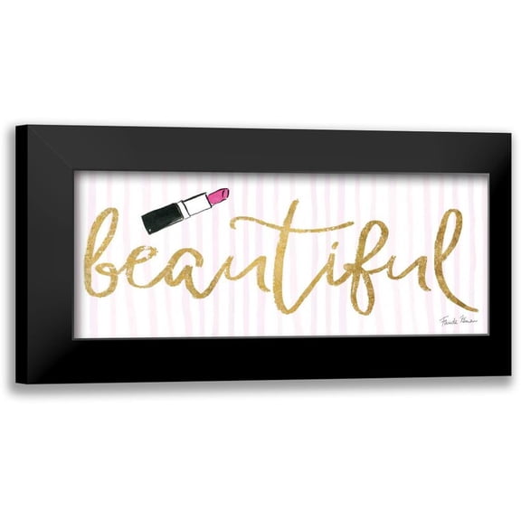 Zaman, Farida 14x8 Black Modern Framed Museum Art Print Titled - Think Pink IV Gold